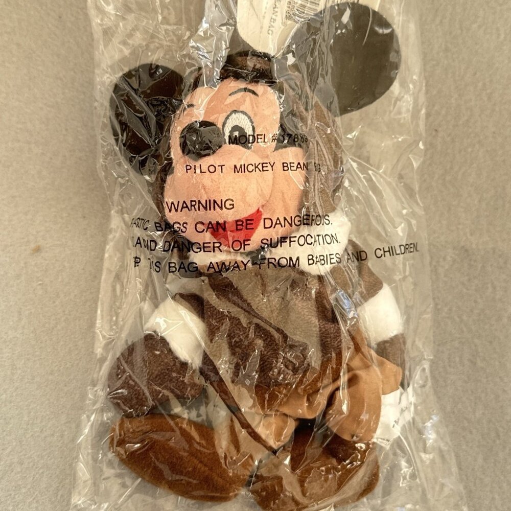 Pilot Mickey Mouse The Disney Store Bean Bag 8" Plush Stuffed Toy In Costume
